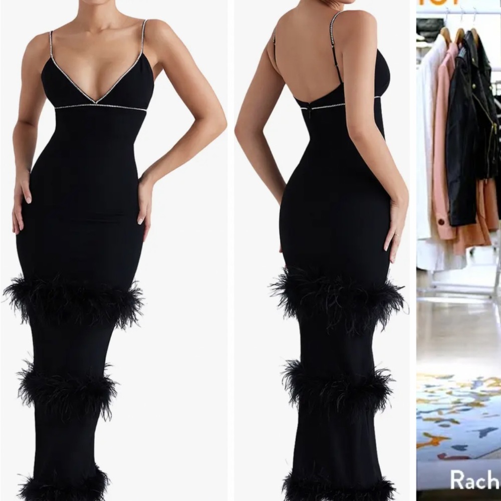 House of CB Black Backless Tiered Maxi Dress